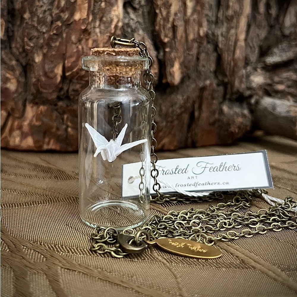Handmade Origami Paper Crane Necklace